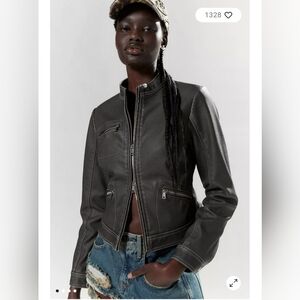 NWOT Silence + Noise Vegan Leather Fitted Moto Jacket